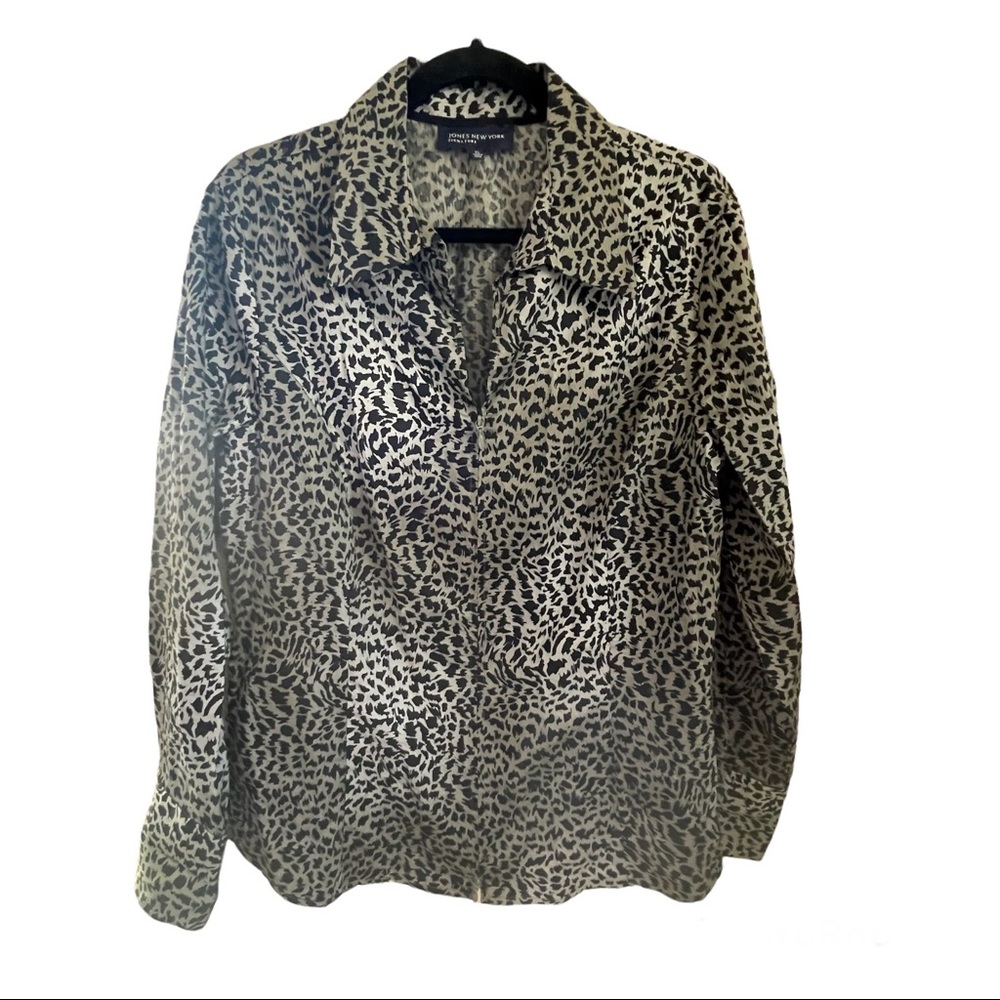 Jones NY Signature Women’s Animal Print Zippered Tunic - Black/Silver - …